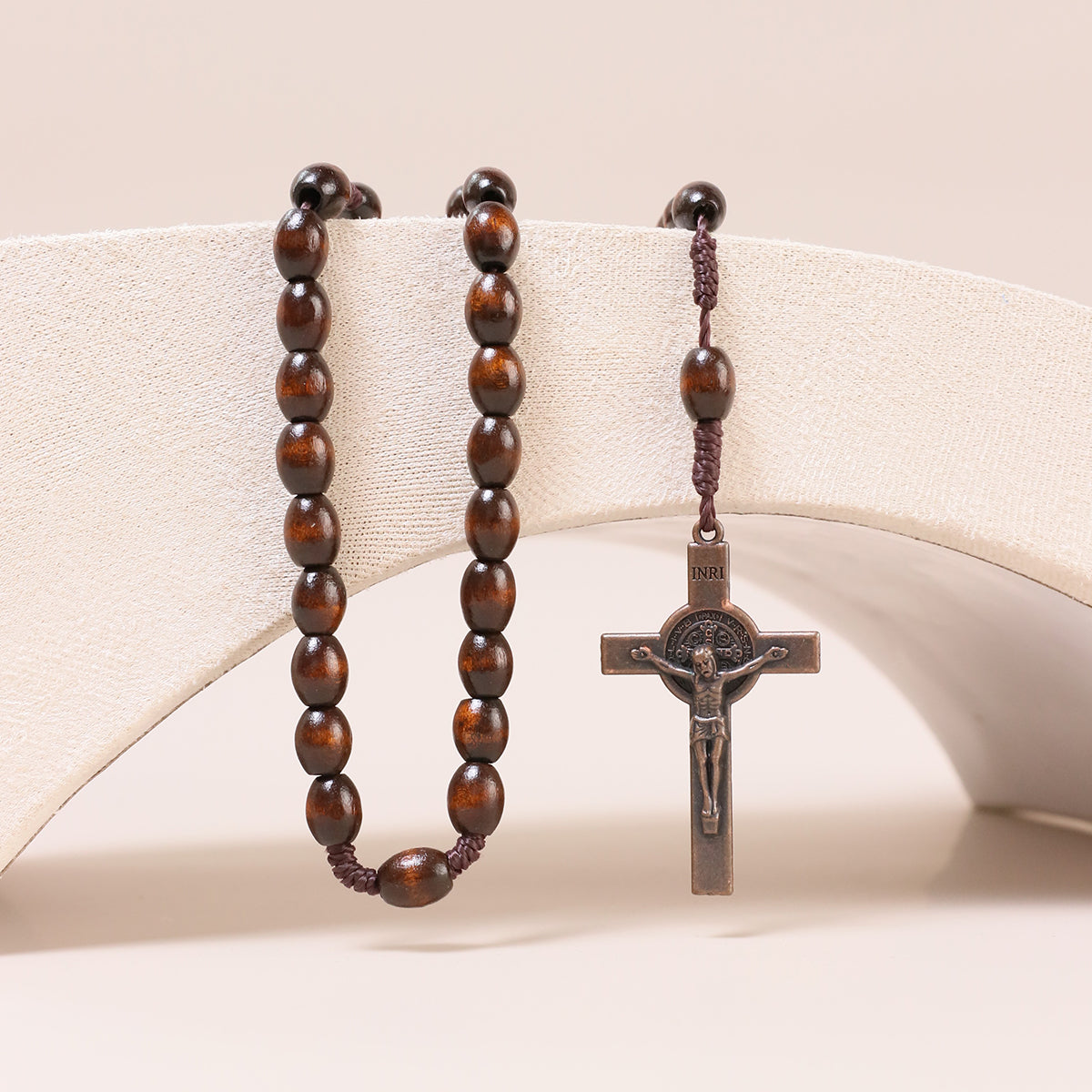 Wood Rosary Prayer Wooden Beads Necklace Catholic Saint