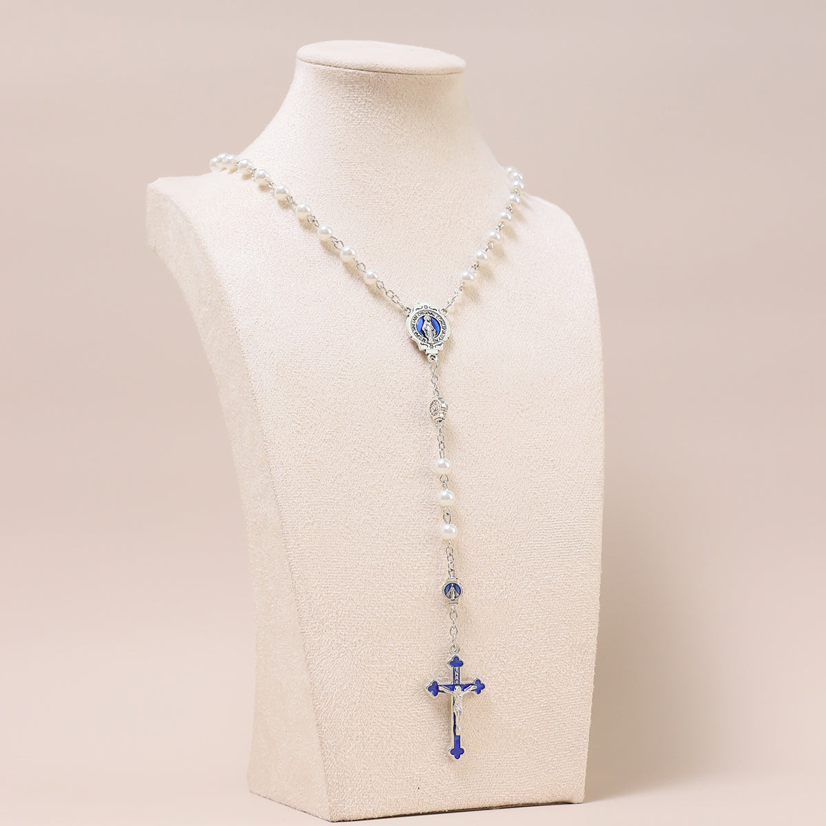 Glass Pearl Beads Catholic for men and women,Hematite Stone Saint Benedict Rosary,Bead Necklace