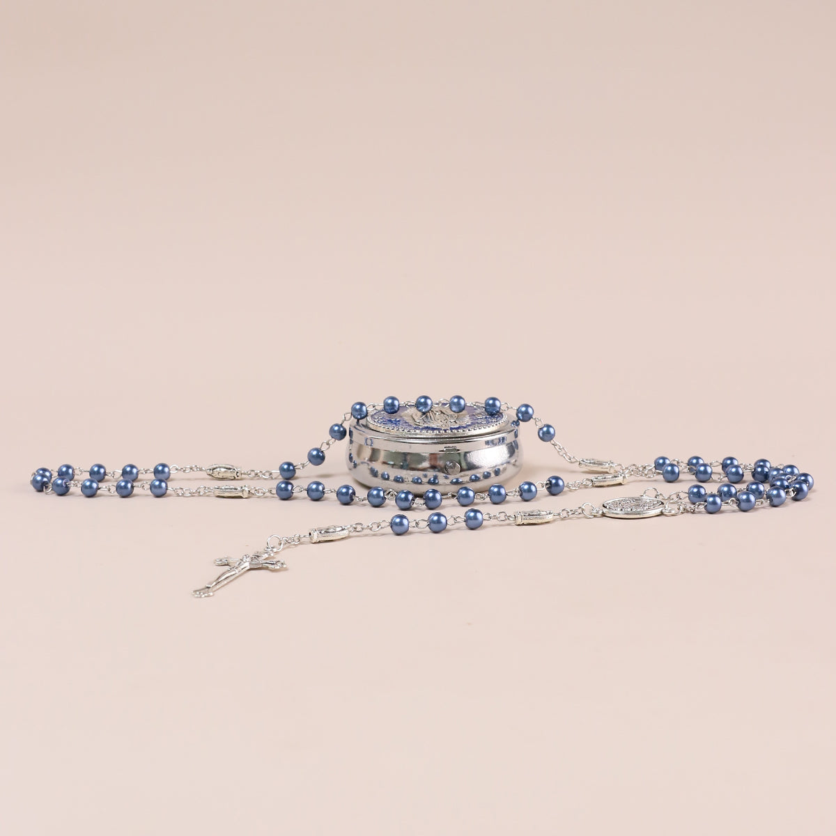 Glass Pearl Beads Catholic for men and women,Hematite Stone Saint Benedict Rosary,Bead Necklace