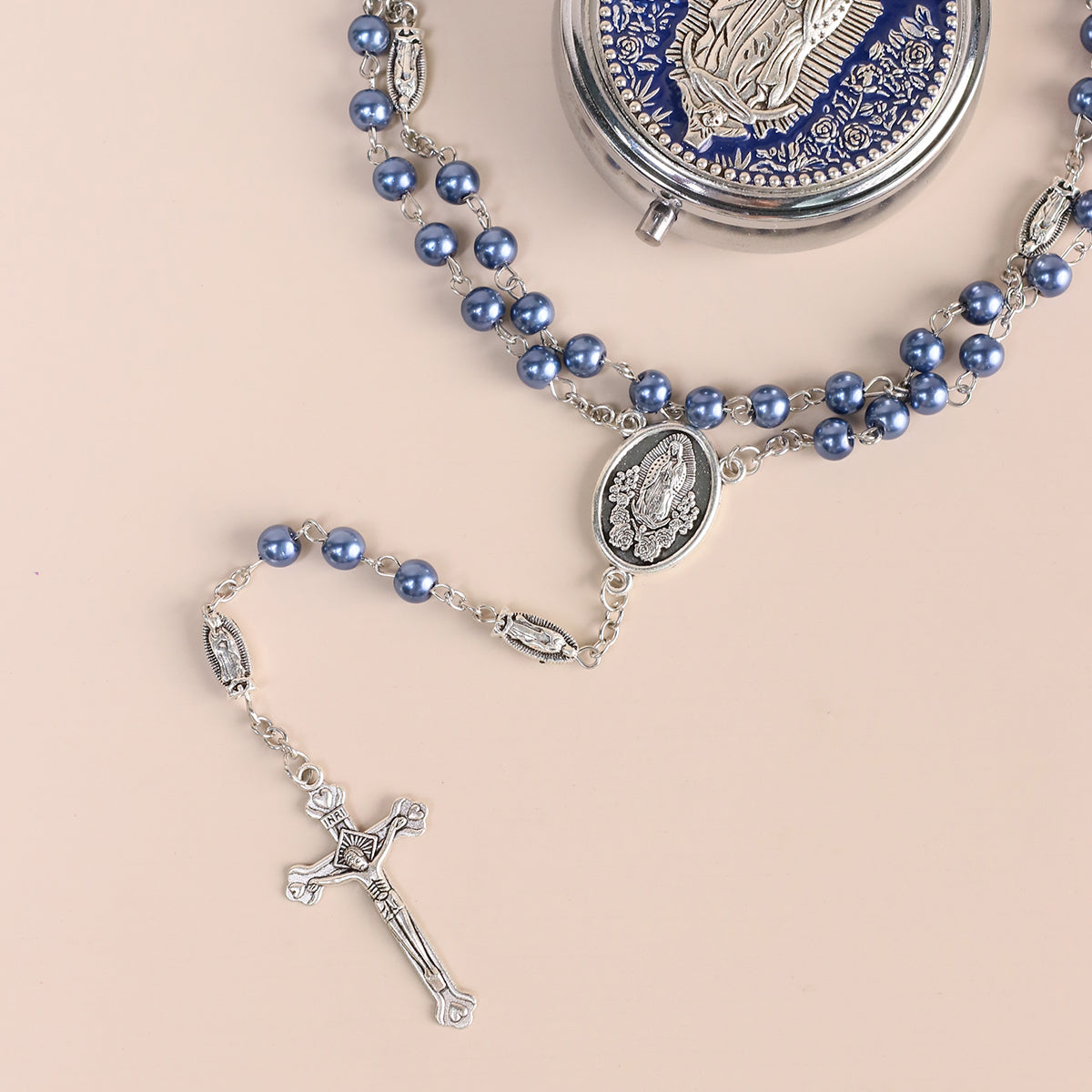 Glass Pearl Beads Catholic for men and women,Hematite Stone Saint Benedict Rosary,Bead Necklace