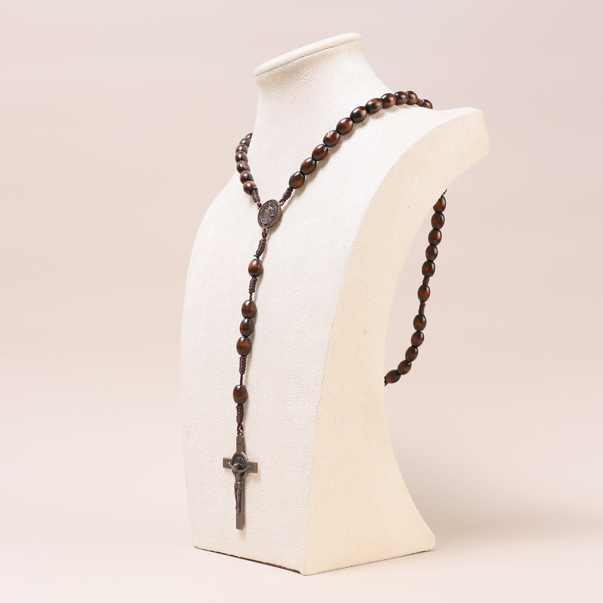 Wood Rosary Prayer Wooden Beads Necklace Catholic Saint