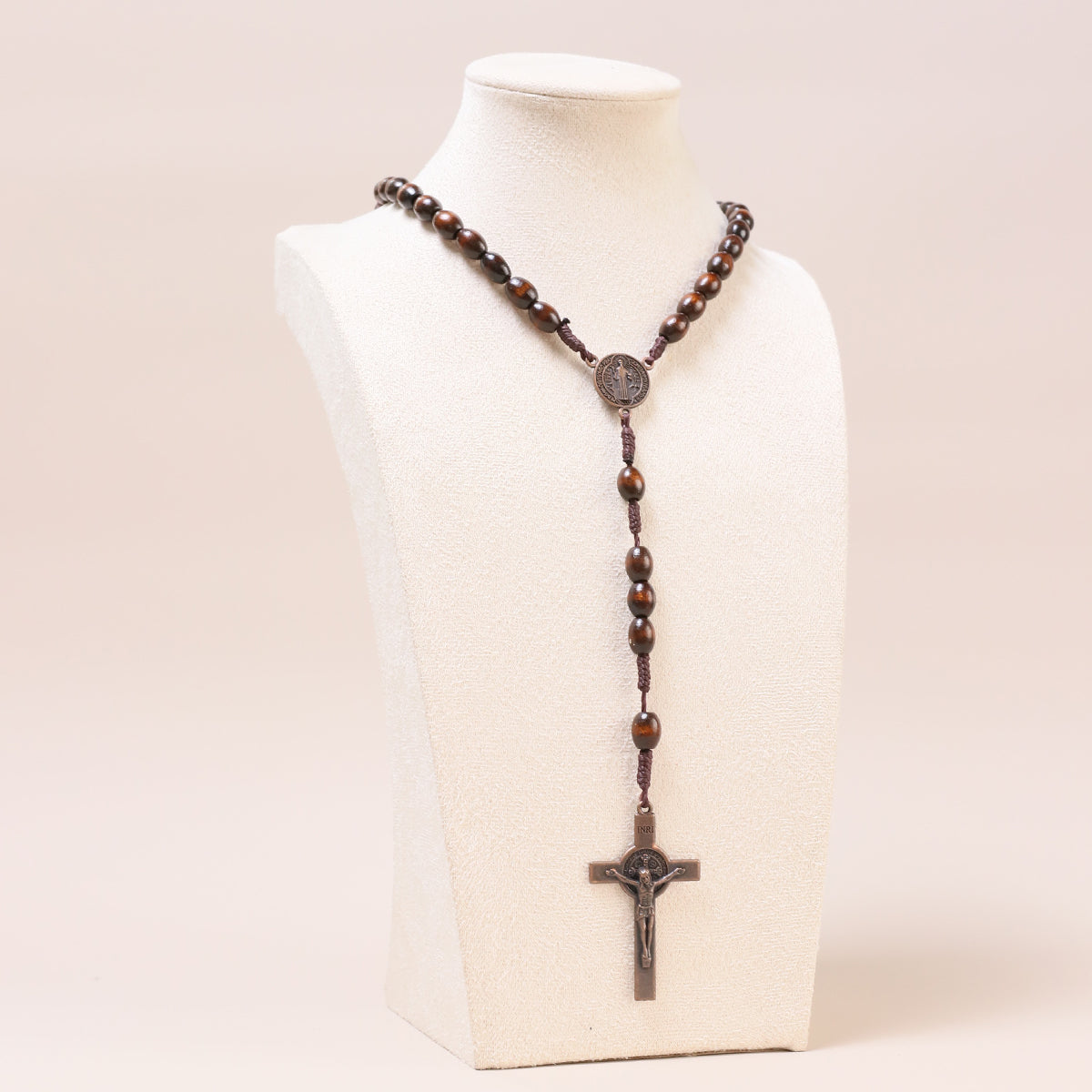 Wood Rosary Prayer Wooden Beads Necklace Catholic Saint
