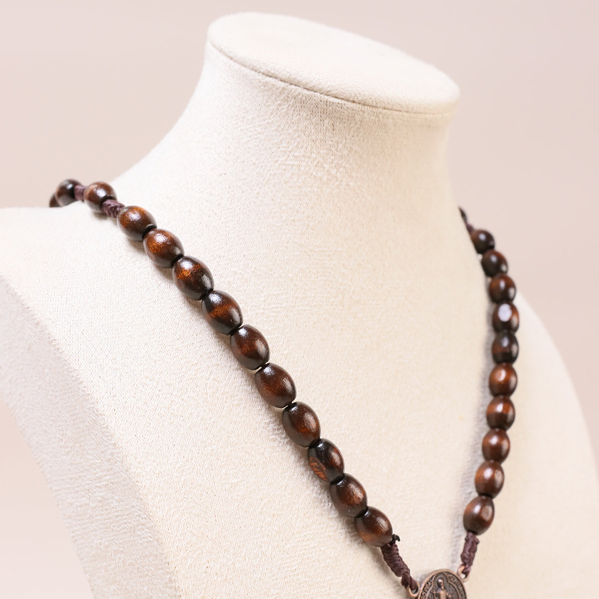 Wood Rosary Prayer Wooden Beads Necklace Catholic Saint
