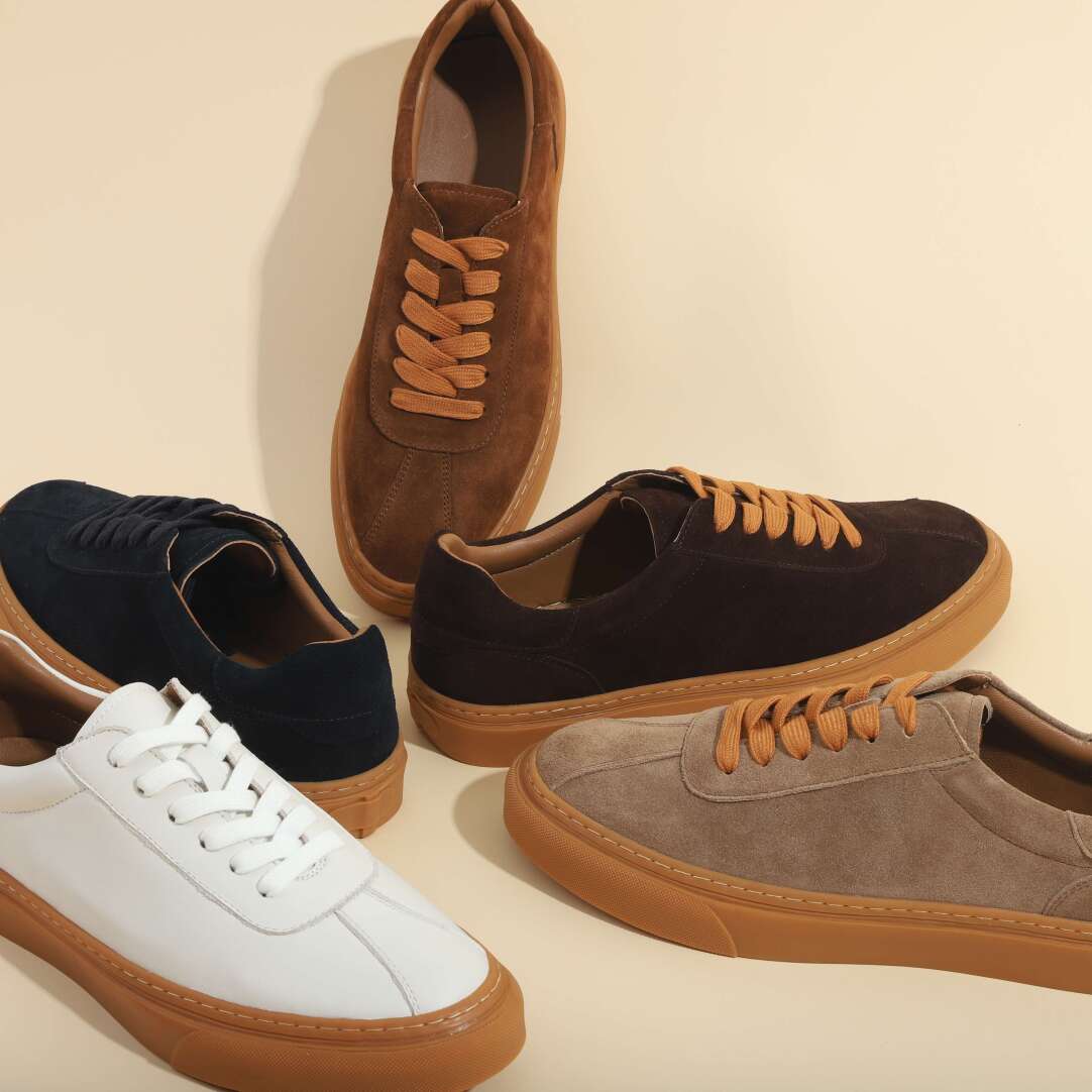 Cowhide Suede Hand Stitched Rubber Sole Sneaker