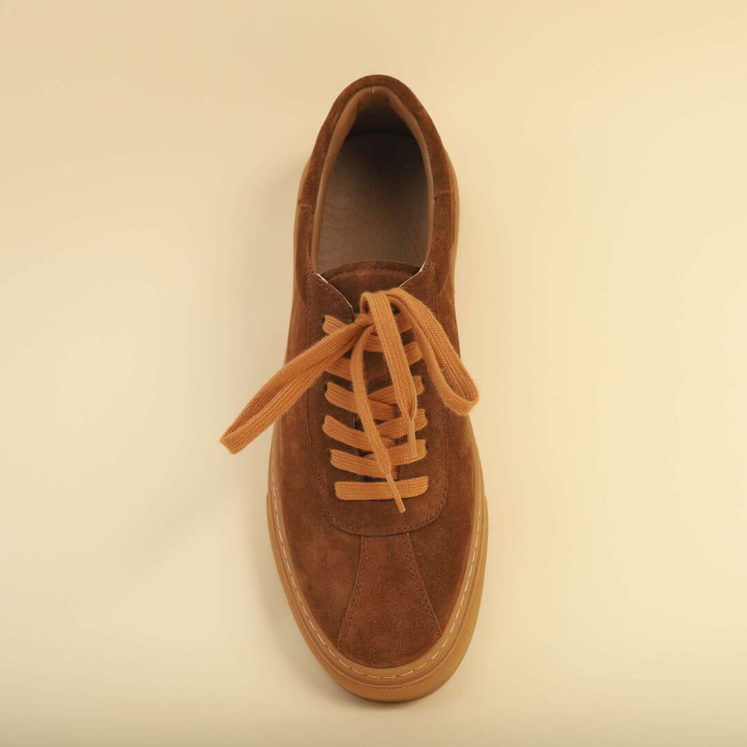 Cowhide Suede Hand Stitched Rubber Sole Sneaker