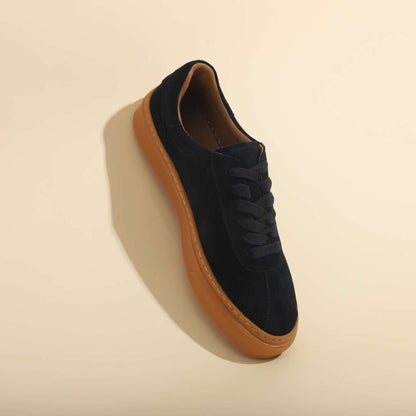 Cowhide Suede Hand Stitched Rubber Sole Sneaker