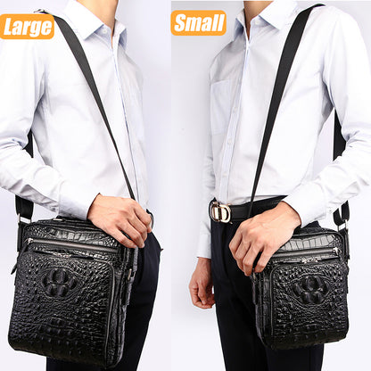 Crocodile Small Messenger Bag, Designer Leather Crossbody Man Purses and Bags Black