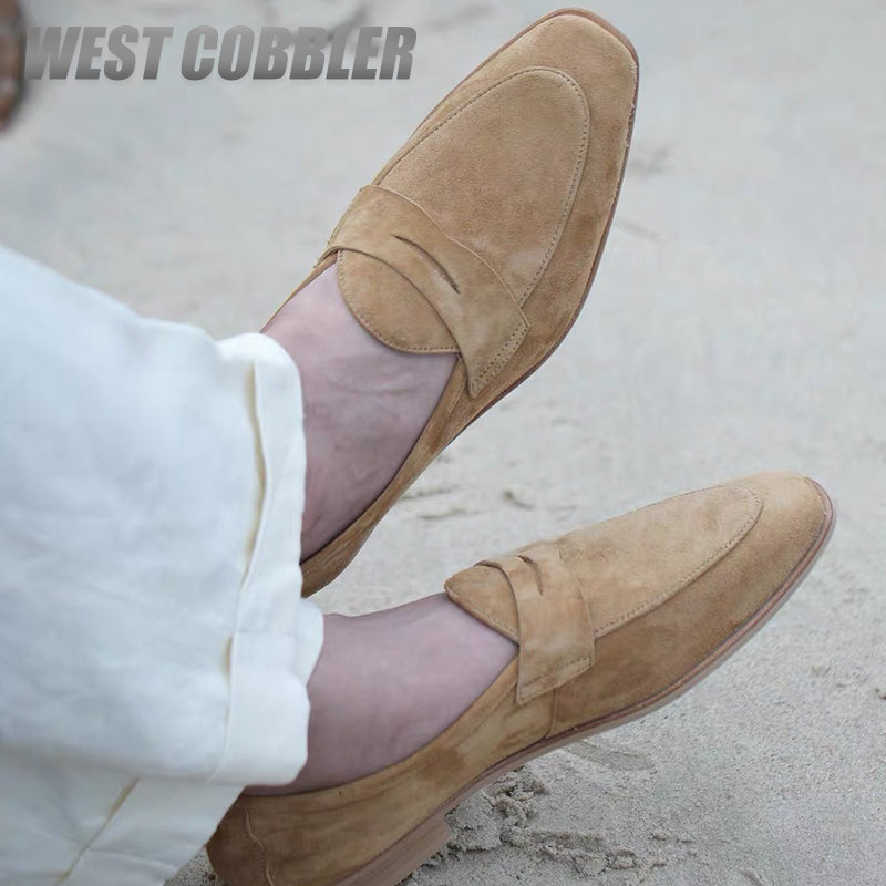 Handmade Old Money Suede Leather Loafers