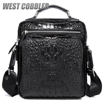 Crocodile Small Messenger Bag, Designer Leather Crossbody Man Purses and Bags Black