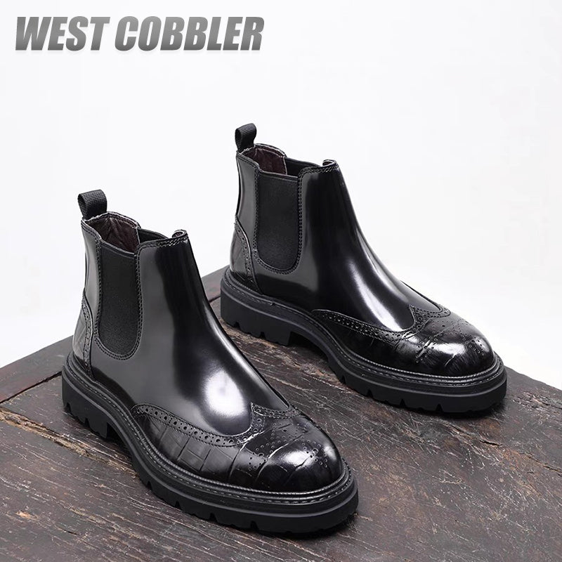 Crocodile Print British Style Business Chelsea Boots