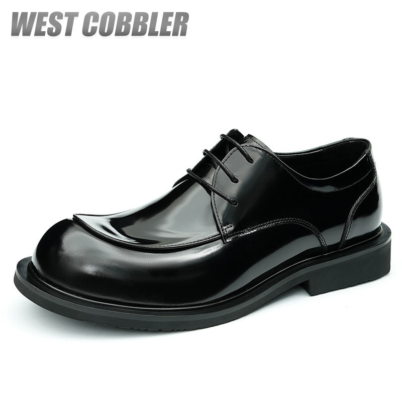 British Style Big Round Toe Mirror Business Casual Shoes