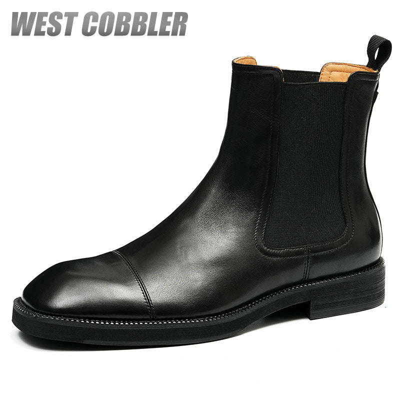 High-top Leather Chelsea Boots