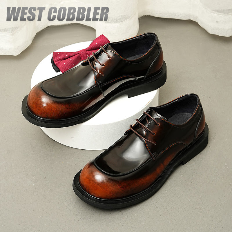 British Style Big Round Toe Mirror Business Casual Shoes