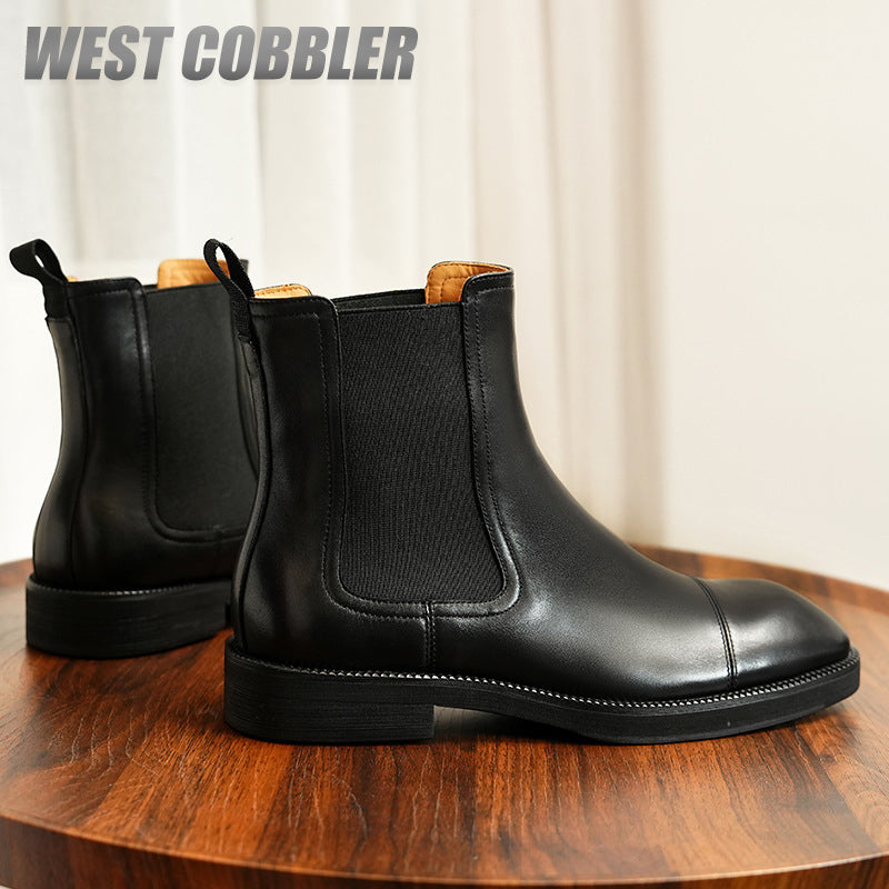 High-top Leather Chelsea Boots