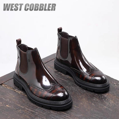 Crocodile Print British Style Business Chelsea Boots