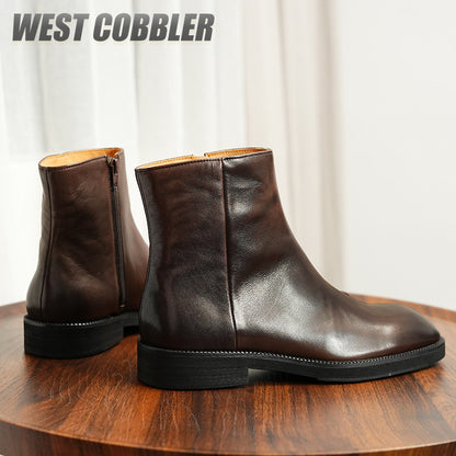 British Style Business High Top Leather Boots|Side Zipper Style