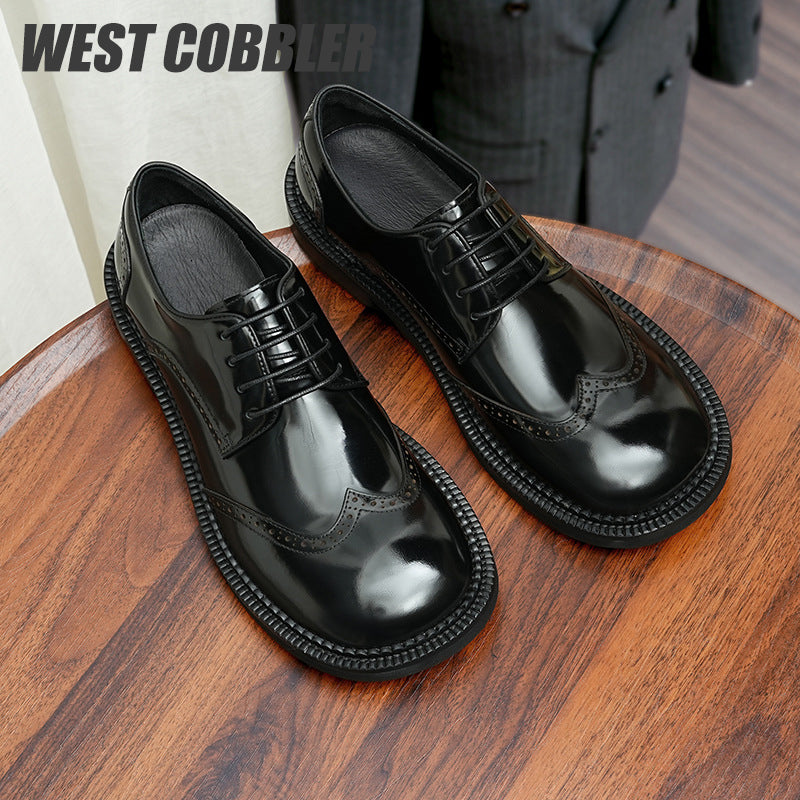 British Style Big Round Toe Mirror Business Casual Shoes| Brogues