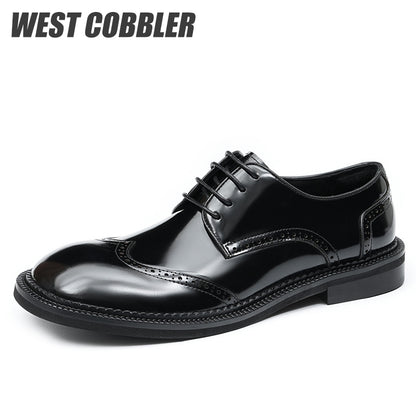 British Style Big Round Toe Mirror Business Casual Shoes| Brogues