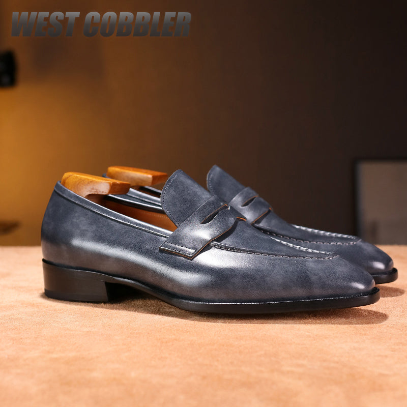 Fiddle Back Loafers Leather Sole Museum Leather Goodyear Business Dress Shoes