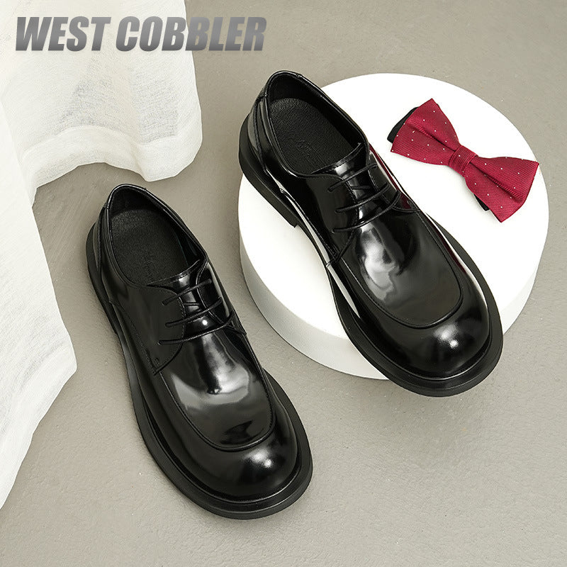 British Style Big Round Toe Mirror Business Casual Shoes