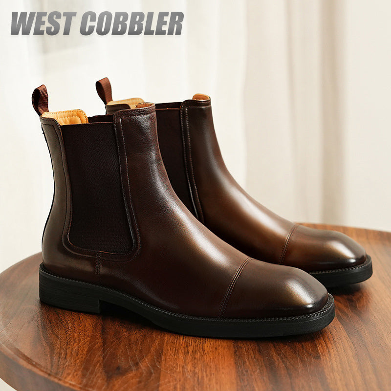 High-top Leather Chelsea Boots