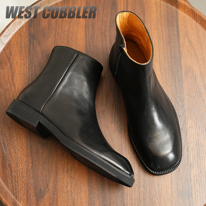 British Style Business High Top Leather Boots|Side Zipper Style