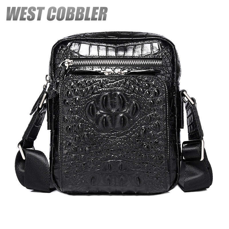 Crocodile Small Messenger Bag, Designer Leather Crossbody Man Purses and Bags Black