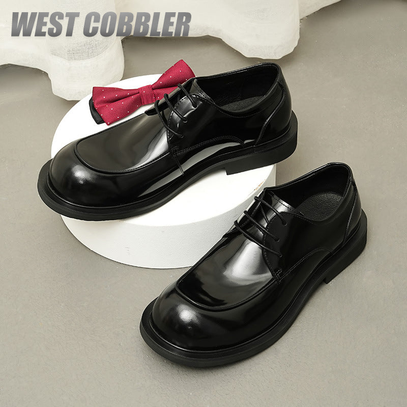 British Style Big Round Toe Mirror Business Casual Shoes