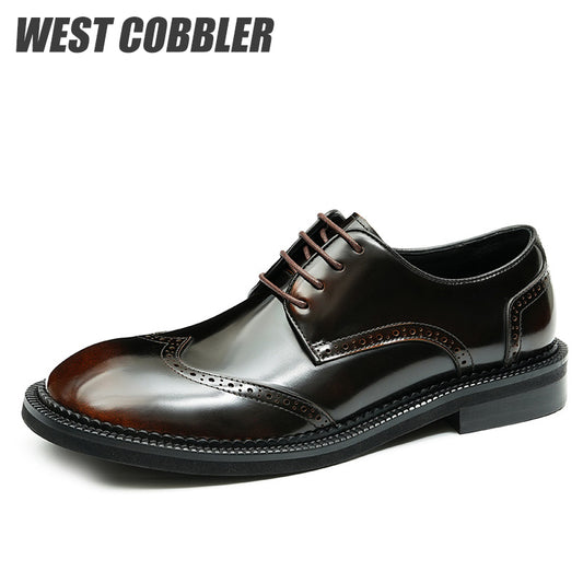 British Style Big Round Toe Mirror Business Casual Shoes| Brogues