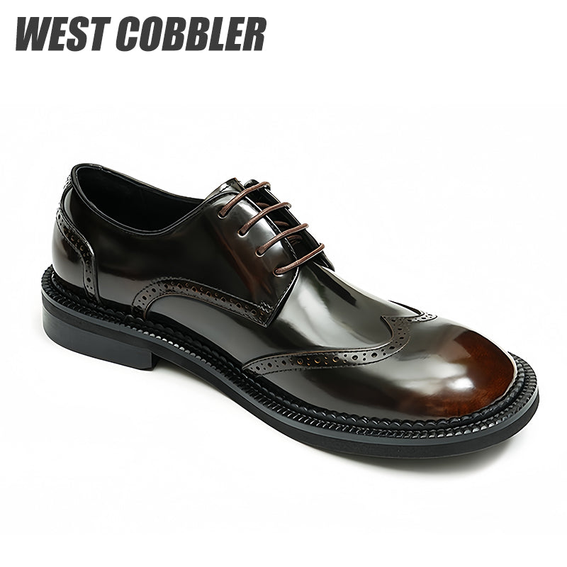 British Style Big Round Toe Mirror Business Casual Shoes| Brogues